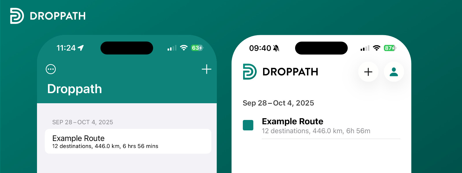 Capture d&rsquo;écran de Droppath avec nouvelle barre de navigation blanche et interface Liquid Glass