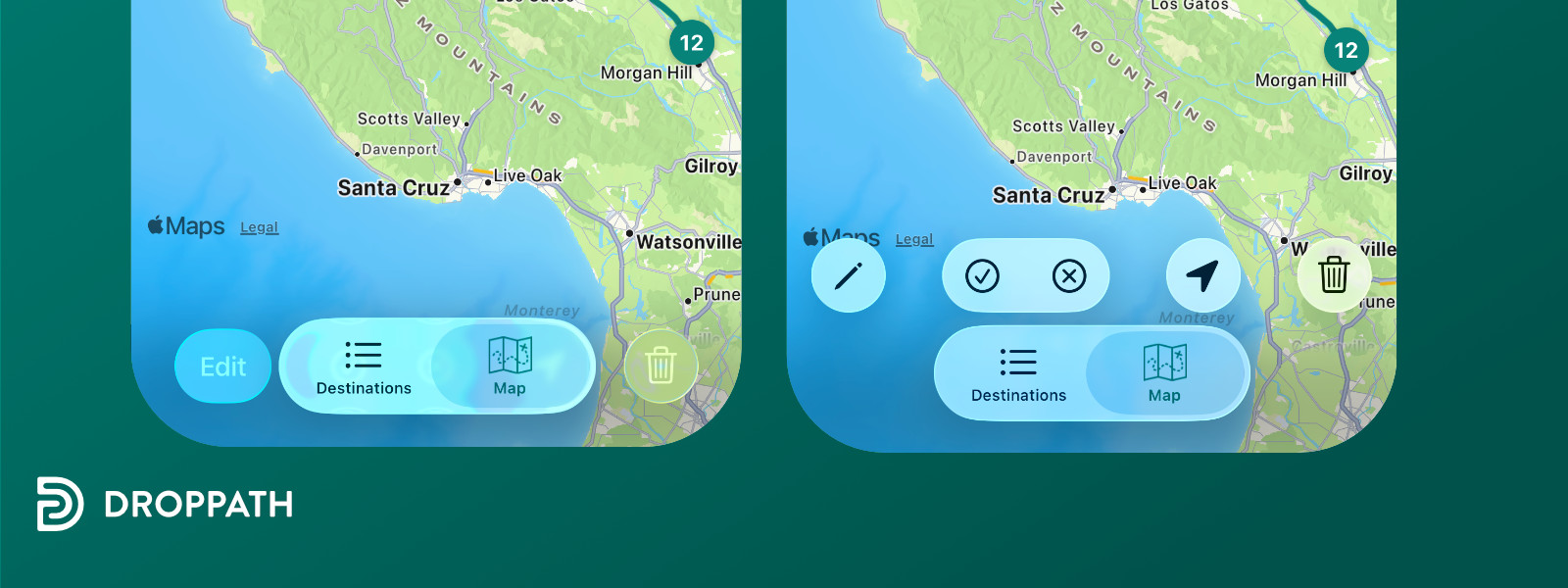 Capture d&rsquo;écran de Droppath présentant la barre d&rsquo;outils du navcontroller