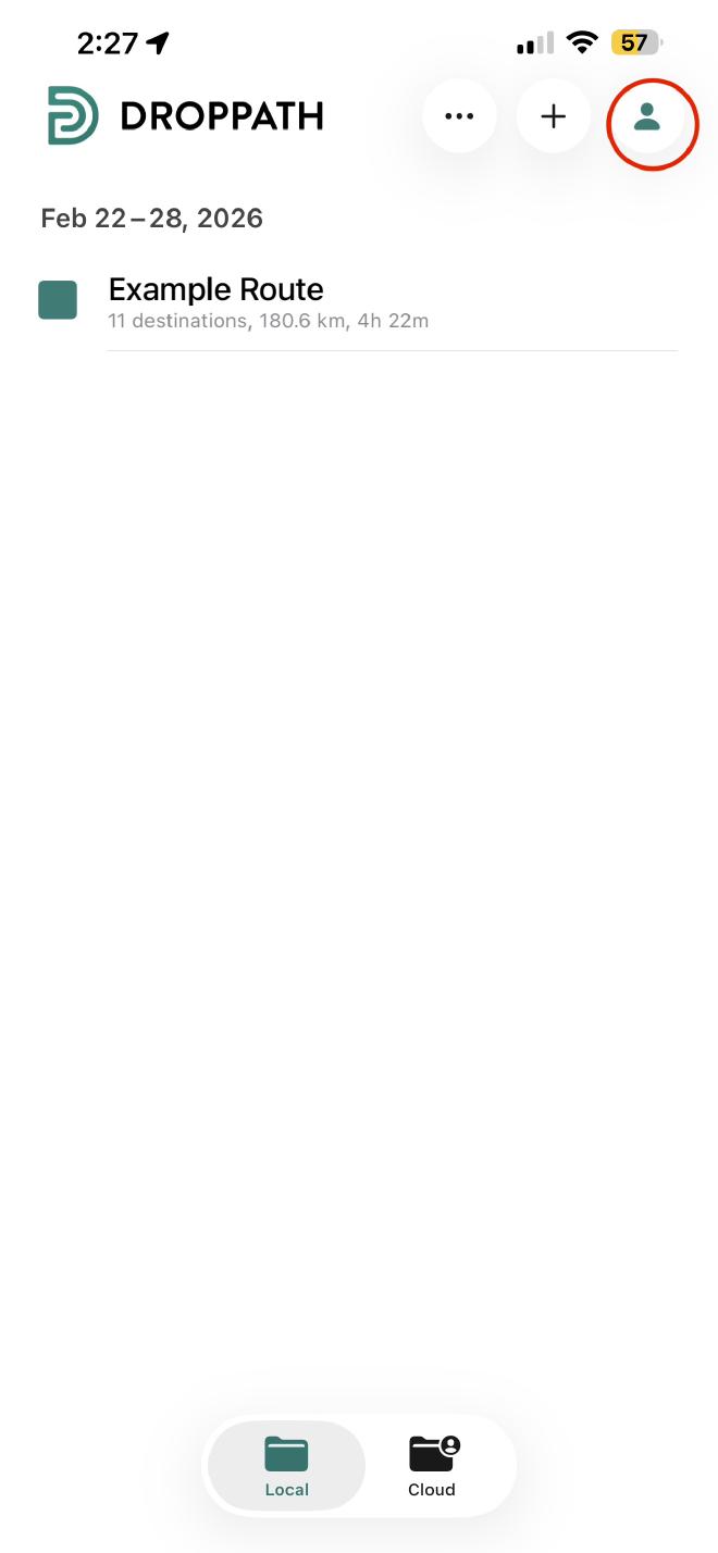 Acceder al menú de cuenta